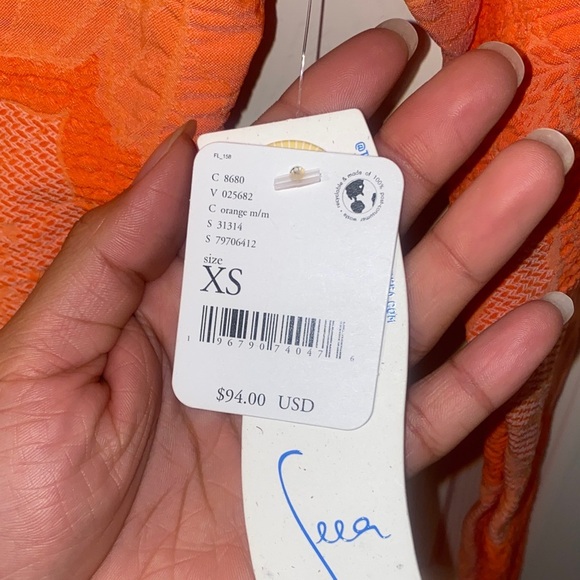 Free people Crop spf30 sun Top Rash Guard rashguard long sleeve surf orange NEW - Picture 4 of 12